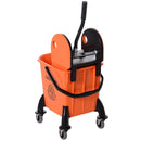 Carrello Pulizie Professionale con Strizzatore Rimovibile e Ruote Arancione 
