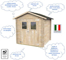 Casetta Box da Giardino per Attrezzi 198x198 cm con Porta Doppia Finestrata in Legno Naturale