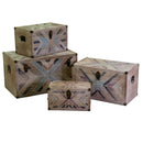 Set 4 Bauli Rettangolari in MDF e Legno di Abete