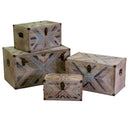 Set 4 Bauli Rettangolari in MDF e Legno di Abete