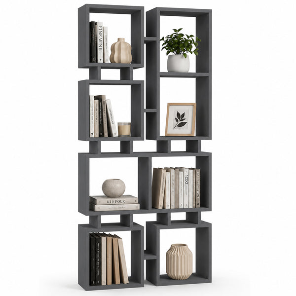 sconto Libreria Moderna 4 Ripiani 79x24x166,5cm Scaffalatura Design Geometrico Antracite