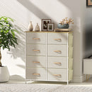 Cassettiera con 8 Cassetti in Tessuto 86x30x94,5 cm Tasche Laterali Portaoggetti Struttura in Acciaio Beige  