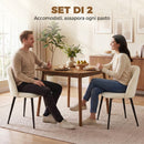 Set di 2 Sedie Sala da Pranzo 52x55x79 cm con Schienale a Conchiglia e Gambe in Metallo Rivestite in Velluto Crema      