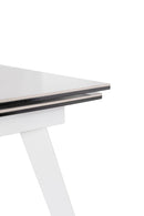 Tavolo Allungabile 140/170/200x90x76 cm in Metallo con Top in Ceramica su Vetro Bianco