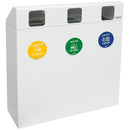 Pattumiera per Raccolta Differenziata 3 Scomparti 180 L 90x30x96 cm in Acciaio Verniciato Bianco