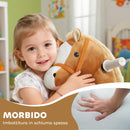 Cavallo Elettrico per Bambini 74x34x51 cm con Pedali Rotelle e Suoni in Peluche e Metallo Marrone      