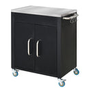 Carrello da Cucina Piano in Acciaio Inox 86x50x86.5 cm Armadietto con Struttura in Metallo Nero   