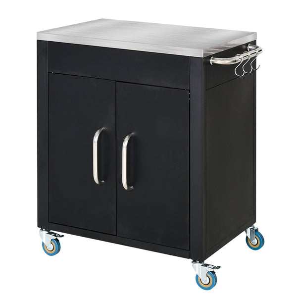 prezzo Carrello da Cucina Piano in Acciaio Inox 86x50x86.5 cm Armadietto con Struttura in Metallo Nero