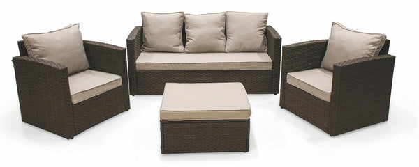 online Set da Giardino Divano 2 Poltrone e Tavolino in Rattan Soriani Paros Grigio