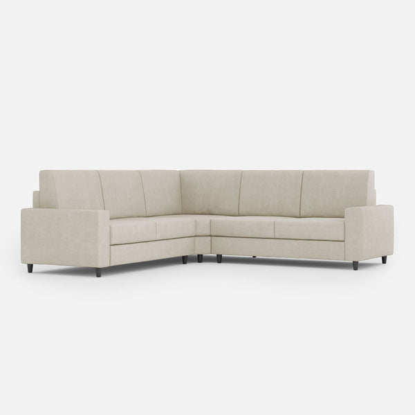 Divano Angolare 5 Posti 246x246x85 cm Sakar in Tessuto Latte online
