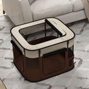 Box per Animali 74x60x45 cm con 6 Finestre 3 Porte e 2 Borse Portaoggetti in Poliestere e Acciaio Marrone      