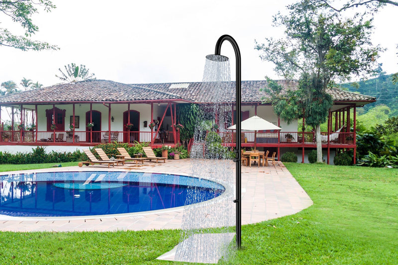 Doccia da Giardino 243,9x25x54,5 cm con Soffione Miscelatore e Lavapiedi Sined Palau Nero satinato