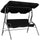 Dondolo 3 Posti 170x110x153 cm con Tettuccio Regolabile e Cuscini in Acciaio e Poliestere Nero