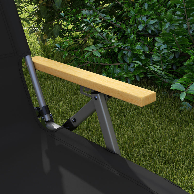 Sedia da Campeggio Pieghevole 74x59,5x98 cm con Schienale Regolabile in Alluminio e Poliestere Nero  