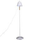 Lampada da Terra Bianca Paralume Regolabile in Metallo e Legno 