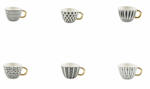Set 6 Tazzine da Caffè Ø7x5 cm in Gres Villa d'Este Home Tivoli Masai Nero e Bianco acquista