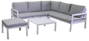 Set Salotto da Giardino Divano Angolare Tavolino e Pouf in Alluminio New Irvine Bianco
