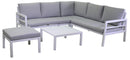 Set Salotto da Giardino Divano Angolare Tavolino e Pouf in Alluminio New Irvine Bianco