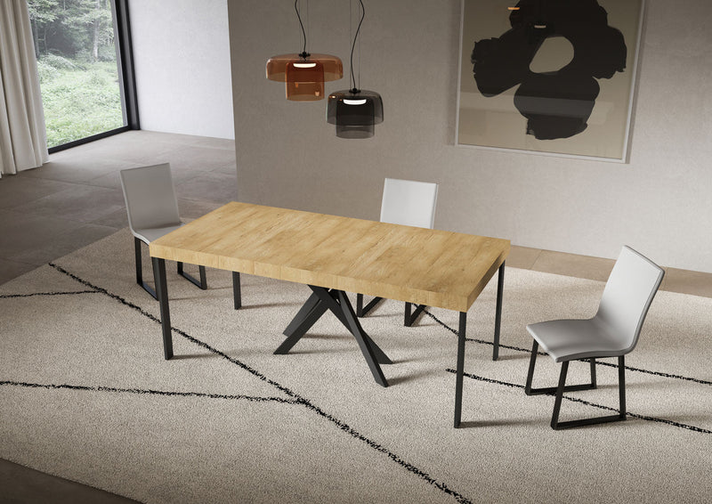 Consolle Allungabile 90-196x40x77 cm Saki Small Premium Quercia Natura Gambe Antracite 