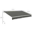 Tenda da Sole Avvolgibile a Parete 3,5x2,5m in Alluminio e Poliestre Grigia
