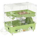 Gabbia per Criceti a 2 Livelli 44,5x28x44 cm 3 Porte con Ruota e Tubi Verde e Bianco   