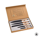 Set 5 Coltelli per Carne e Pesce Lama Nera Manico in Legno
