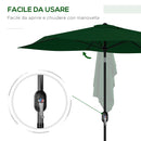 Ombrellone da Giardino Rettangolare 200x300 cm Inclinabile con Apertura a Manovella in Alluminio e Poliestere Verde      