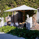 Mezzo Ombrellone da Giardino 1,5x4m Palo in Legno Ecrù