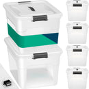 Set 4 Scatole Contenitori Salvaspazio Porta Oggetti da 60L Portaoggetti in Plastica Trasparente