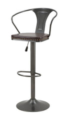 Sgabello Imbottito Detroit 51x48x86-108 cm in Ferro e Spugna e PU Marrone e Grigio