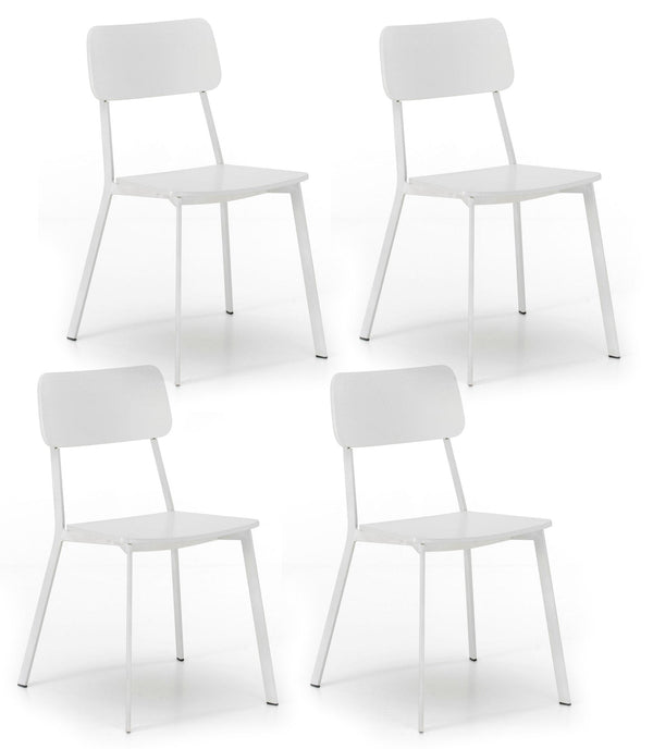 Set 4 Sedie 51x51,5xH82 cm in Legno e Metallo Woody Bianco prezzo