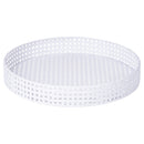 Tavolino Ø40x70 cm 2 Ripiani Effetto Paglia Di Vienna in Ferro Bianco      