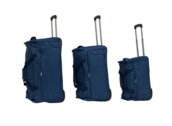 Set 3 Valigie Borsone Trolley Ultraleggero con Ruote in Poliestere Ravizzoni Bacco Blu prezzo