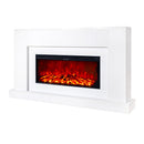 Camino Elettrico da Pavimento 90x160x27 cm Effetto Fiamma 1500W Pascal & Tasmania Bianco