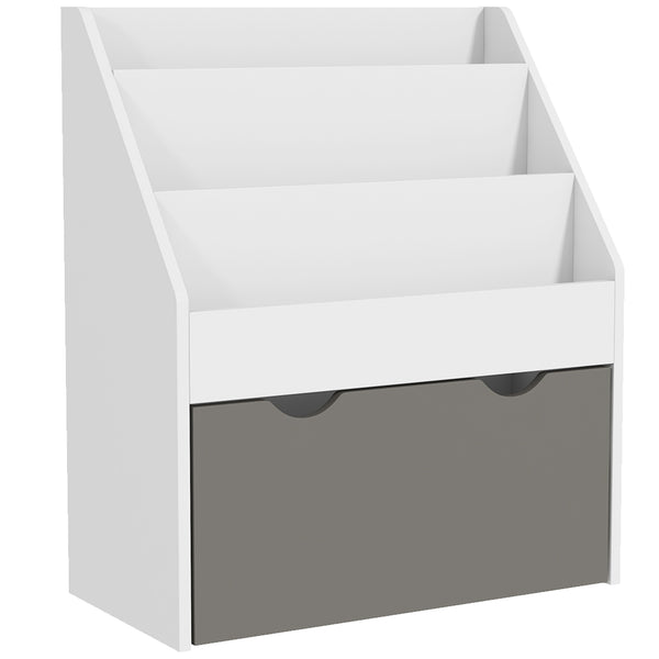acquista Libreria per Bambini 3-8 Anni 62.5x30x70 cm a 3 Ripiani con Cassetto Inferiore in MDF Grigio