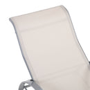 Set di 2 Lettini Prendisole 59x169x66 cm e Tavolino con Piano in Vetro Crema      