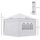 Gazebo da Giardino Pieghevole 3x3m con Design Pop Up e Finestre in Tessuto Oxford Bianco