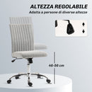 Sedia Ufficio Senza Braccioli 43x56x78-88 cm Girevole con Ruote Rivestimento in Tessuto Grigio  