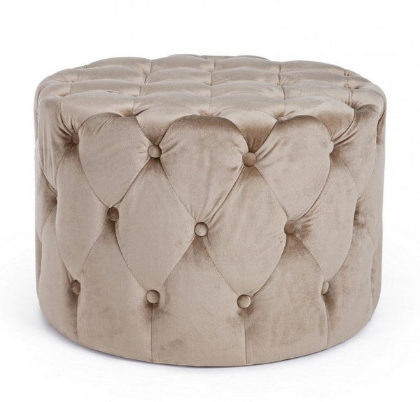 Pouf Lorella in Tessuto effetto Velluto Tortora sconto