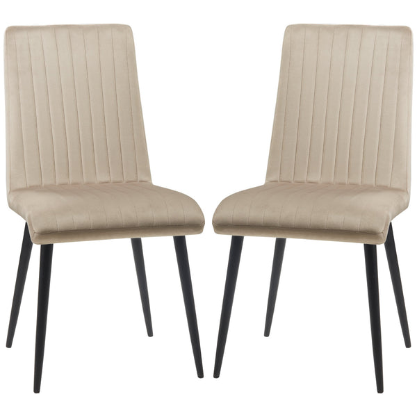 Set 2 Sedie Imbottite 43x58x90 cm in Tessuto Marrone Chiaro sconto