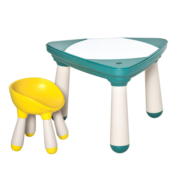 Set Tavolino con Sedia per Bambini in ABS Giallo e Verde sconto