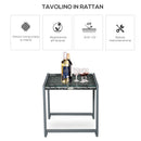 Tavolo da Giardino in Alluminio e Rattan Sintetico Grigio 50x49.5x50 cm 