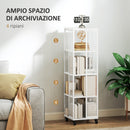 Libreria Moderna a 4 Ripiani 35x35x129 cm con Ruote in Metallo a Rete Bianco  