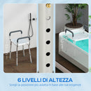 Sgabello per Doccia Regolabile 52x45x57-69 cm con Braccioli e Fori di Drenaggio in Alluminio HDPE e EVA Blu  