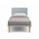 Letto 1 Piazza e Mezza con Rete Rivestita Microfibra Azzurro Tessis Testata Vertical Varie Misure