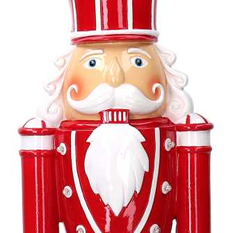 Soldatino Schiaccianoci in resina bianco e rosso con led cm 18x13xh69