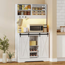 Credenza Cucina 100x38x180 cm con Prese Elettriche Luce LED Portabottiglie e Ante Scorrevoli Bianco      