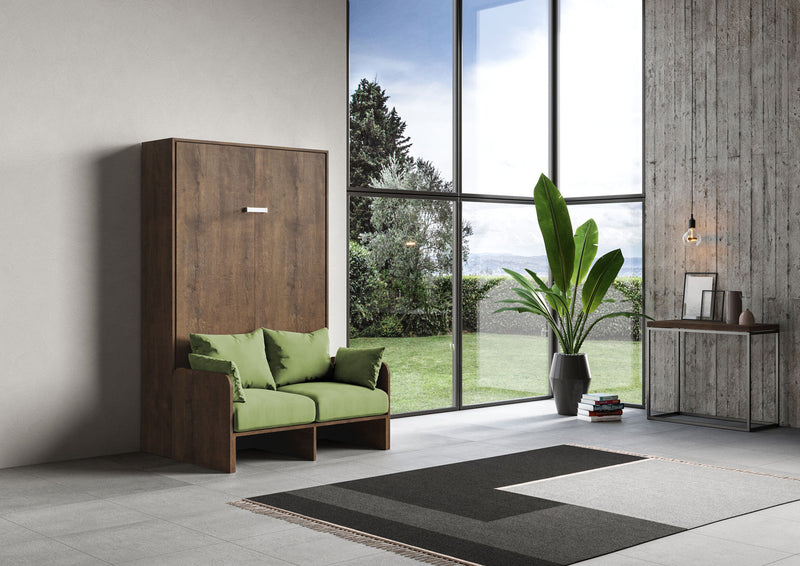 Letto Una Piazza E Mezzo A Scomparsa 120 Kentaro Con Divano Noce e Verde      