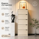 Scarpiera 5 Ripiani 63x24x170 cm Salvaspazio con Maniglia in Melamina Olmo     