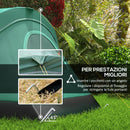 Tenda da Campeggio Idrorepellente 455x230x180 cm 6 Posti con Protezione UV e Pali in Fibra di Vetro Verde  